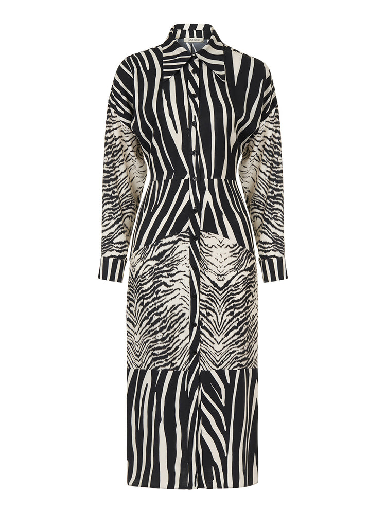 
                  
                    Load image into Gallery viewer, Zebra Print Shirt Dress
                  
                